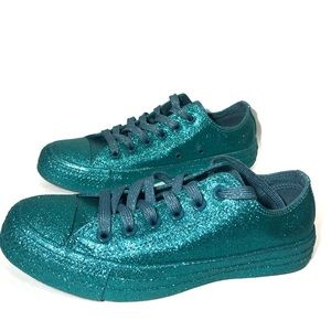 Converse blue glitter